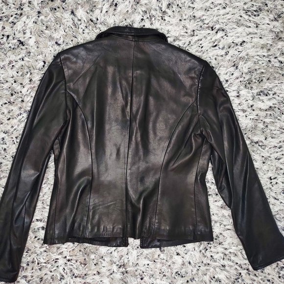 Danier Retro Black Leather Jacket 70s Style - Picture 5 of 5